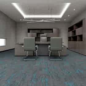 Gri desenli karo halı mavi geçişleri olan lüks görünümlü bir modeldir.