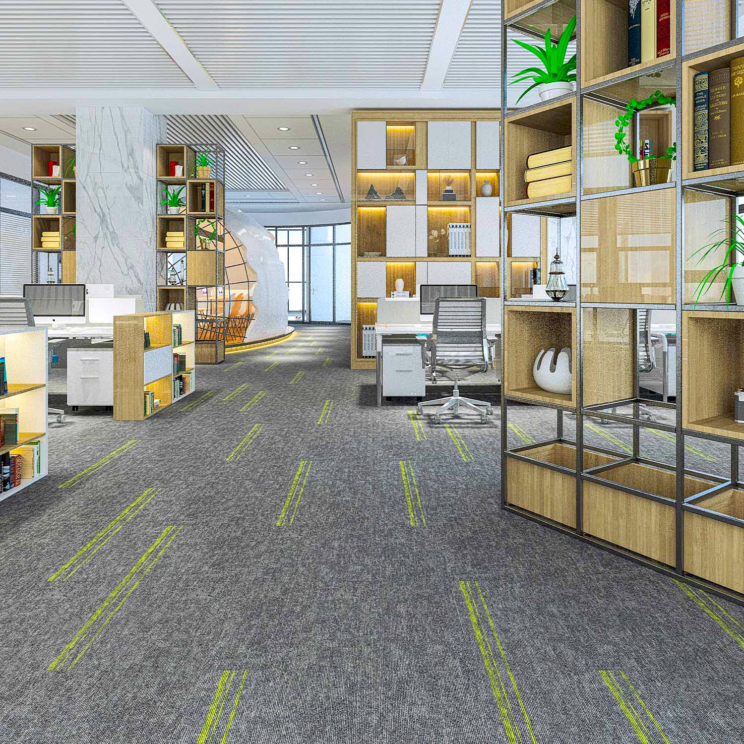 Matisse 2103 karo halısı, büyük mekanlar için uygundur.