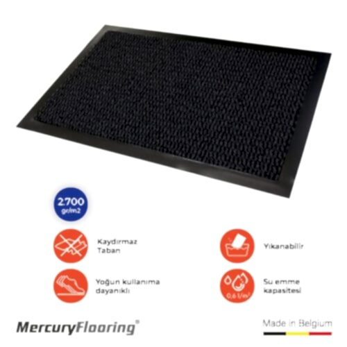 Faro Siyah Kapı Önü Nem Ve Toz Alıcı Paspas 90x150