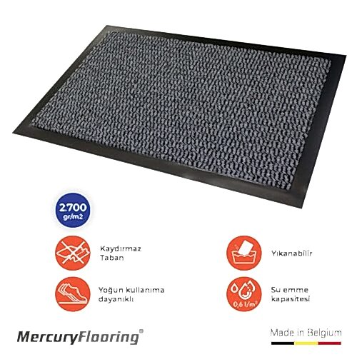 Faro Gri Kapı Önü Nem Ve Toz Alıcı Paspas 120x180