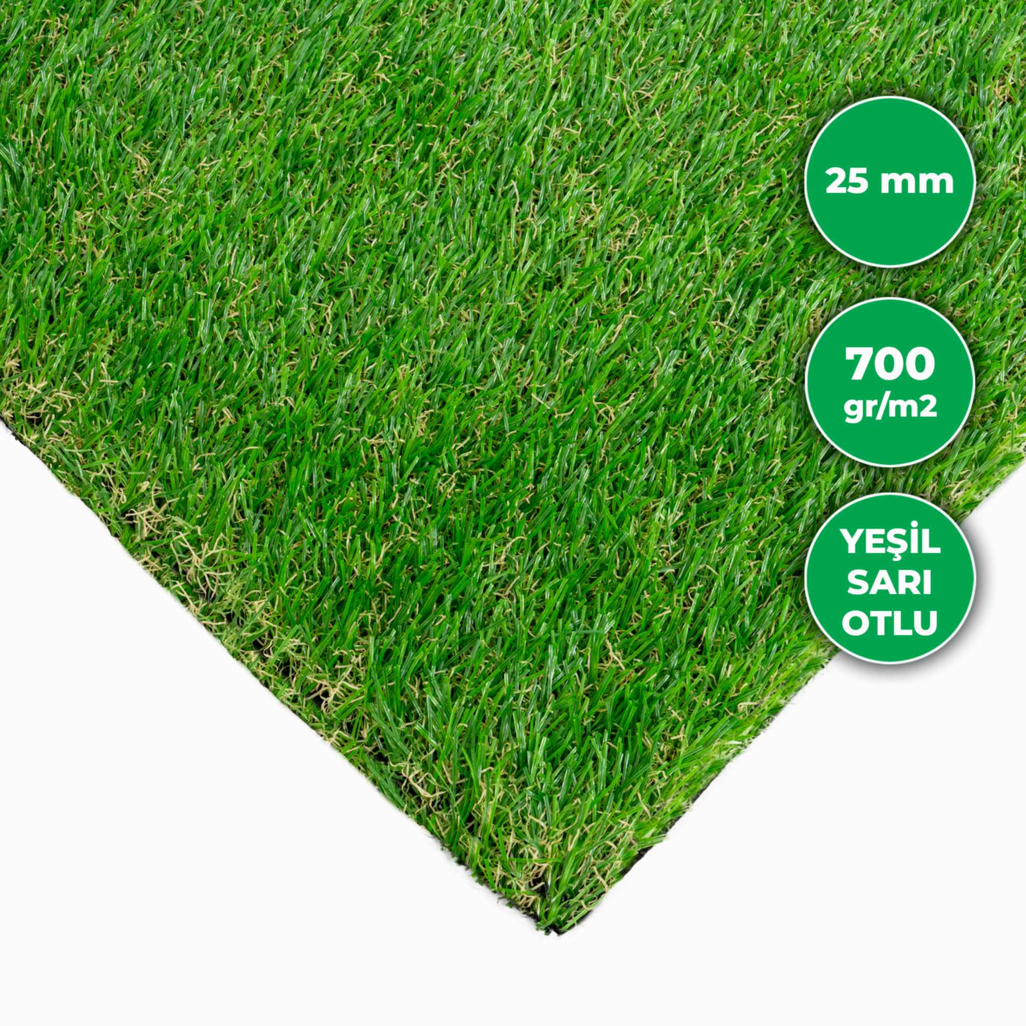 Doğal görünümlü ve dayanıklı suni çim uzun hav yüksekliğiyle premium görüntü sunar.