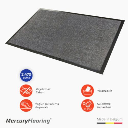 Alpha Antrasit 76 Kapı Önü Nem Ve Toz Alıcı Paspas 90x150