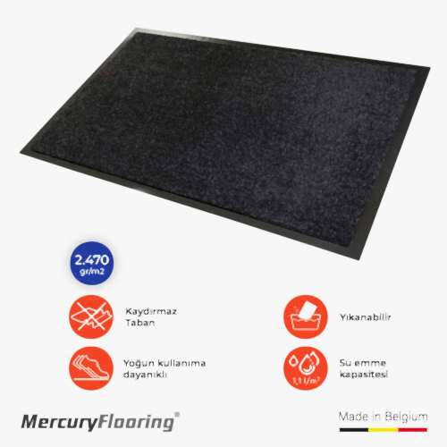 Alpha Siyah 78 Kapı Önü Nem Ve Toz Alıcı Paspas 40x60