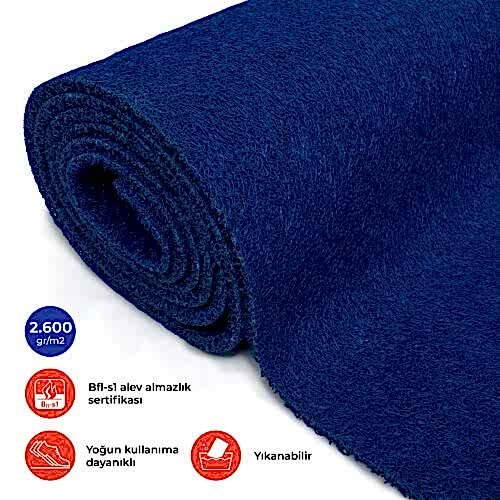 Mavi Kıvırcık Paspas Yolluk – Genişlik 120 cm