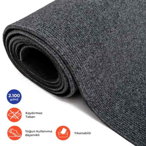 Lombok 2531 Gri Nem ve Toz Alıcı Yolluk – Genişlik 100 cm