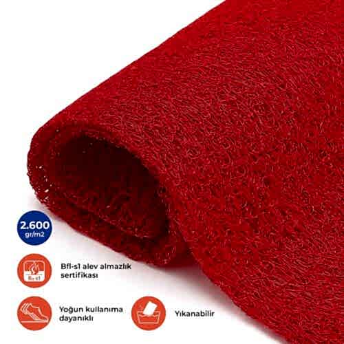 Kırmızı Kıvırcık Paspas Yolluk – Genişlik 120 cm